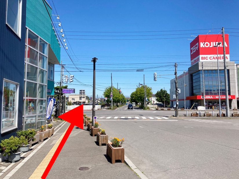 JR五稜郭駅から市立函館病院までの徒歩移動の説明図１